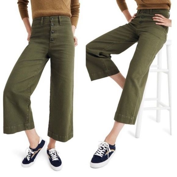 Madewell Denim - MADEWELL Langford Wide Leg Crop Jeans Green Sz 23